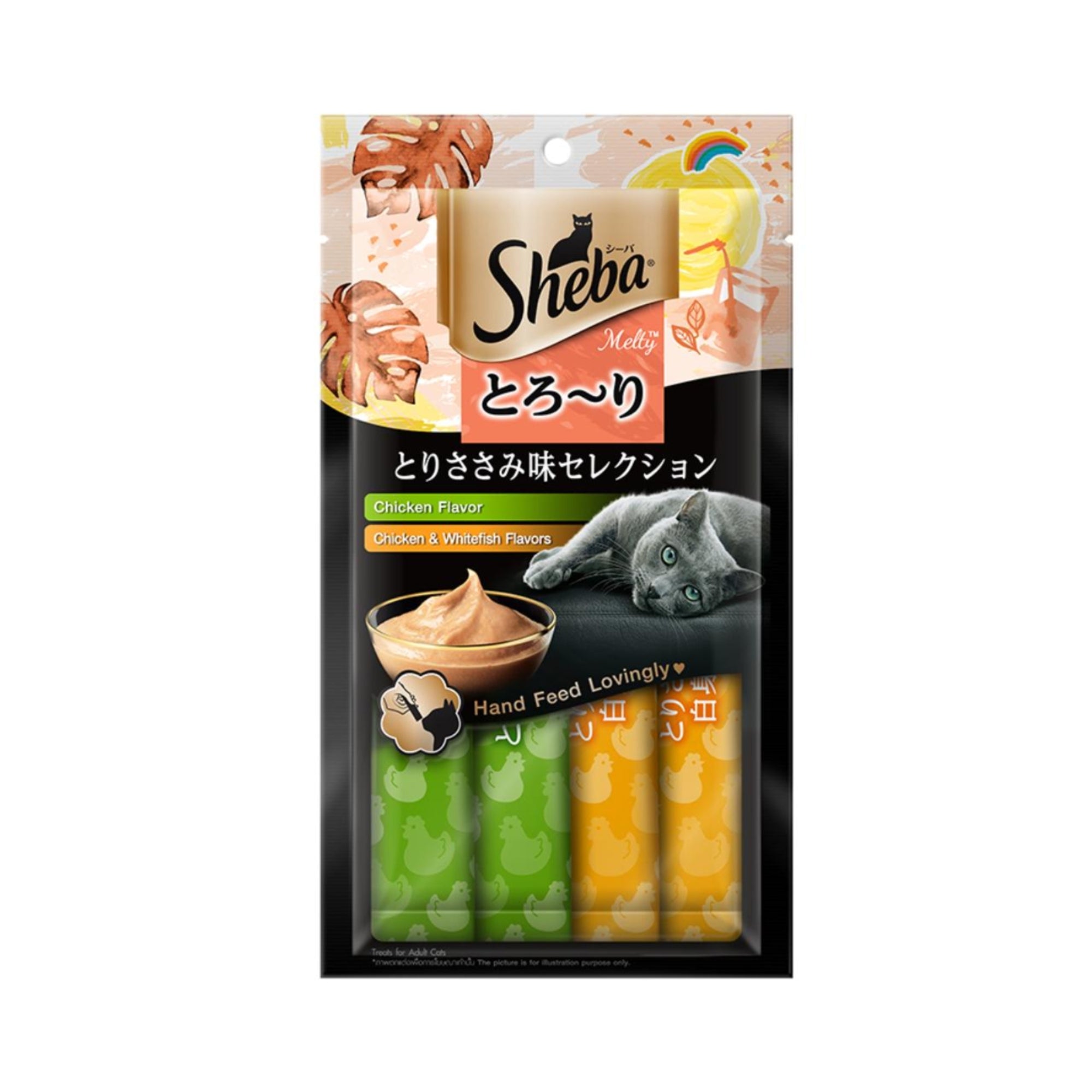 Sheba Melty Cat Treats 12g x 4pcs – NEW RECIPE Creamy Tasty Nutritious Flavored Cat Wet Snack Chicken Whitefish