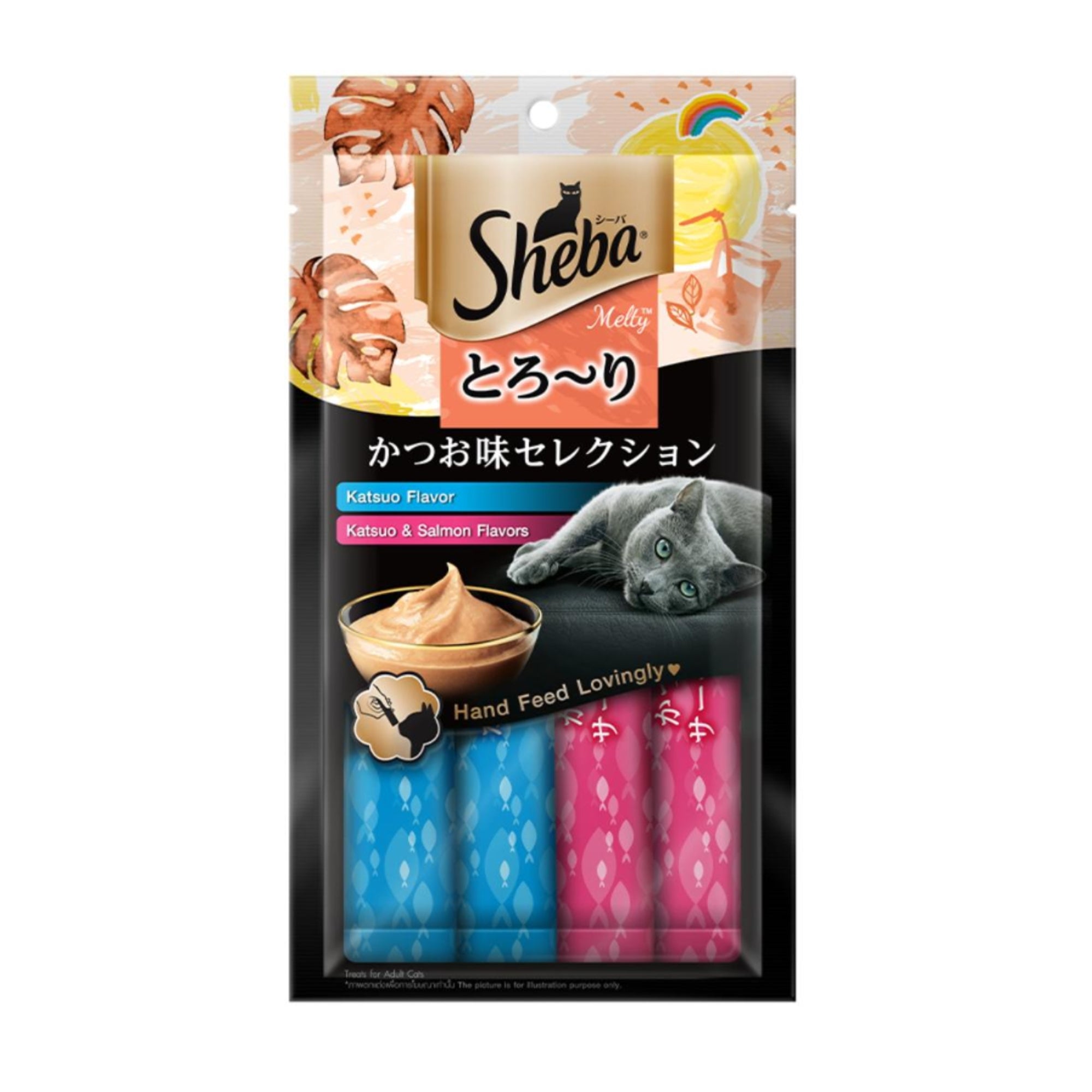 Sheba Melty Cat Treats 12g x 4pcs – NEW RECIPE Creamy Tasty Nutritious Flavored Cat Wet Snack Katsuo Salmon