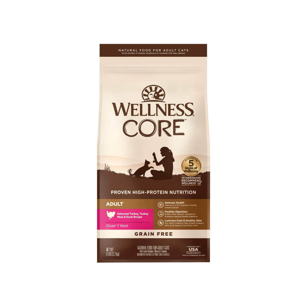 Wellness CORE Grain-Free Dry Cat Food Adult Turkey Duck 5lbs