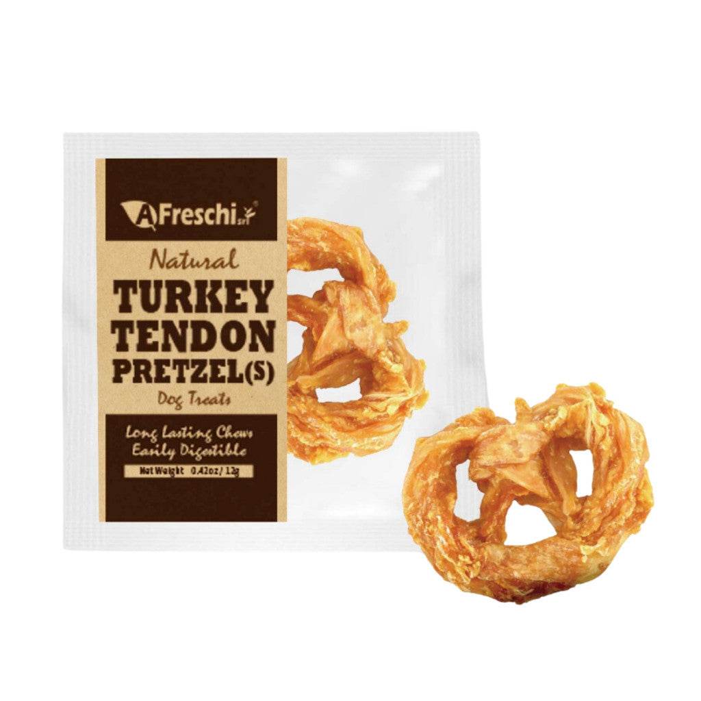 Afreschi Natural Turkey Tendon Dog Chews – Long-Lasting Dental Treats for Dogs Tendon Pretzel (S)