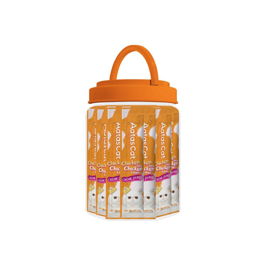 Aatas Cat Crème Purée Cat Treat Tub 14g x 50s Chicken with Liver