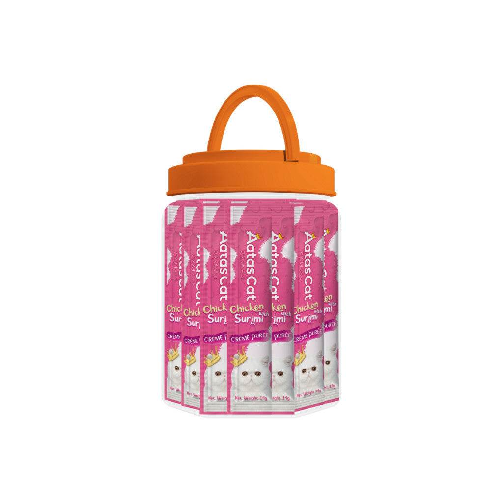 Aatas Cat Crème Purée Cat Treat Tub 14g x 50s Chicken with Surimi