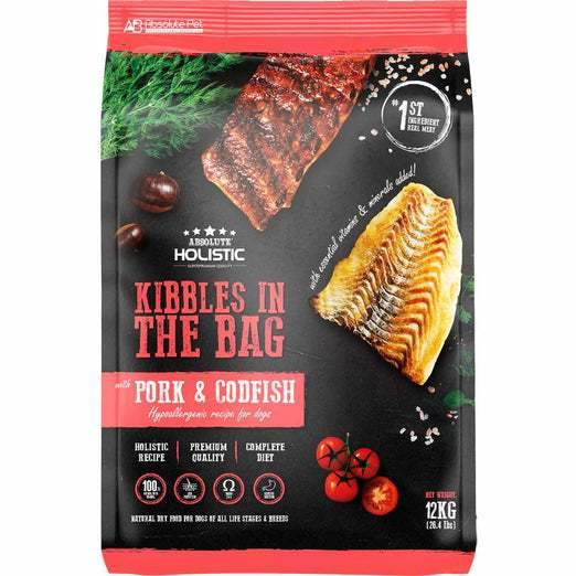 Absolute Holistic Hypoallergenic Dry Dog Food Pork & Codfish 12kg