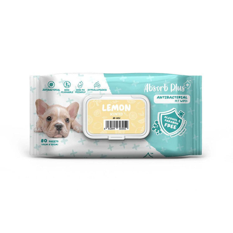 Absorb Plus Anti-Bacterial Scented Pet Wipes Lemon