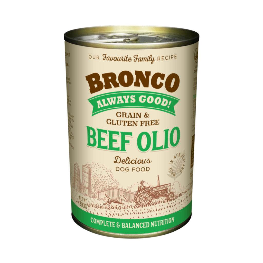 Bronco Wet Dog Food Can 390g - Grain & Gluten-Free Beef Olio