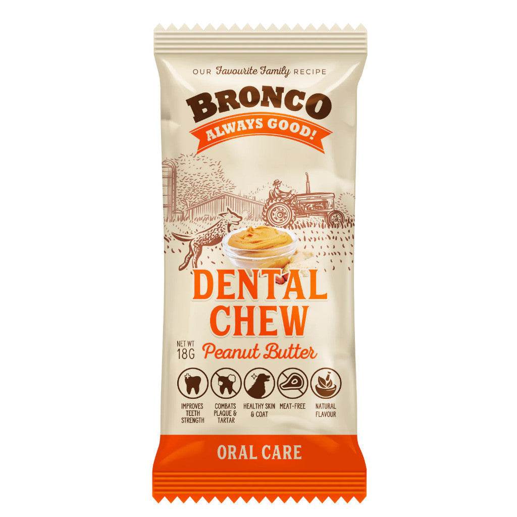 Bronco Dental Chew 18g - Teeth Strength, Meat-Free, Natural Peanut Butter