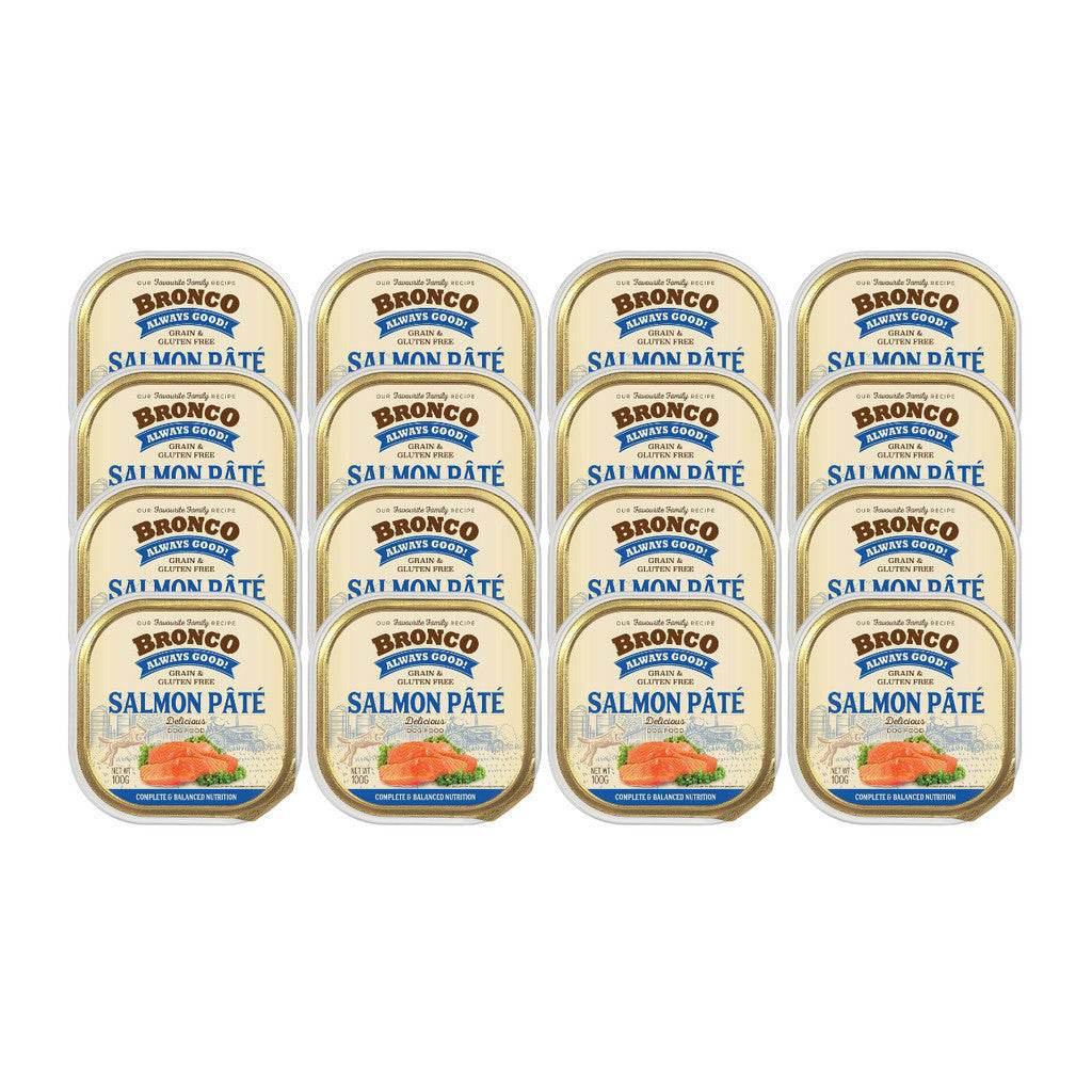 Bundle of 16 Bronco Tray Dog Food Salmon