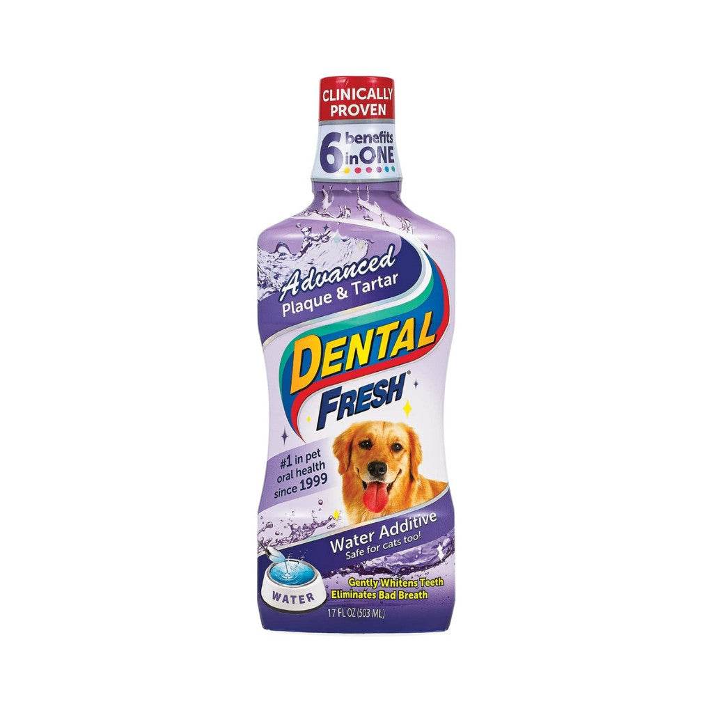 Dental Fresh Water Additive for Dogs – No-Brush Oral Care Plaque & Tartar 17oz