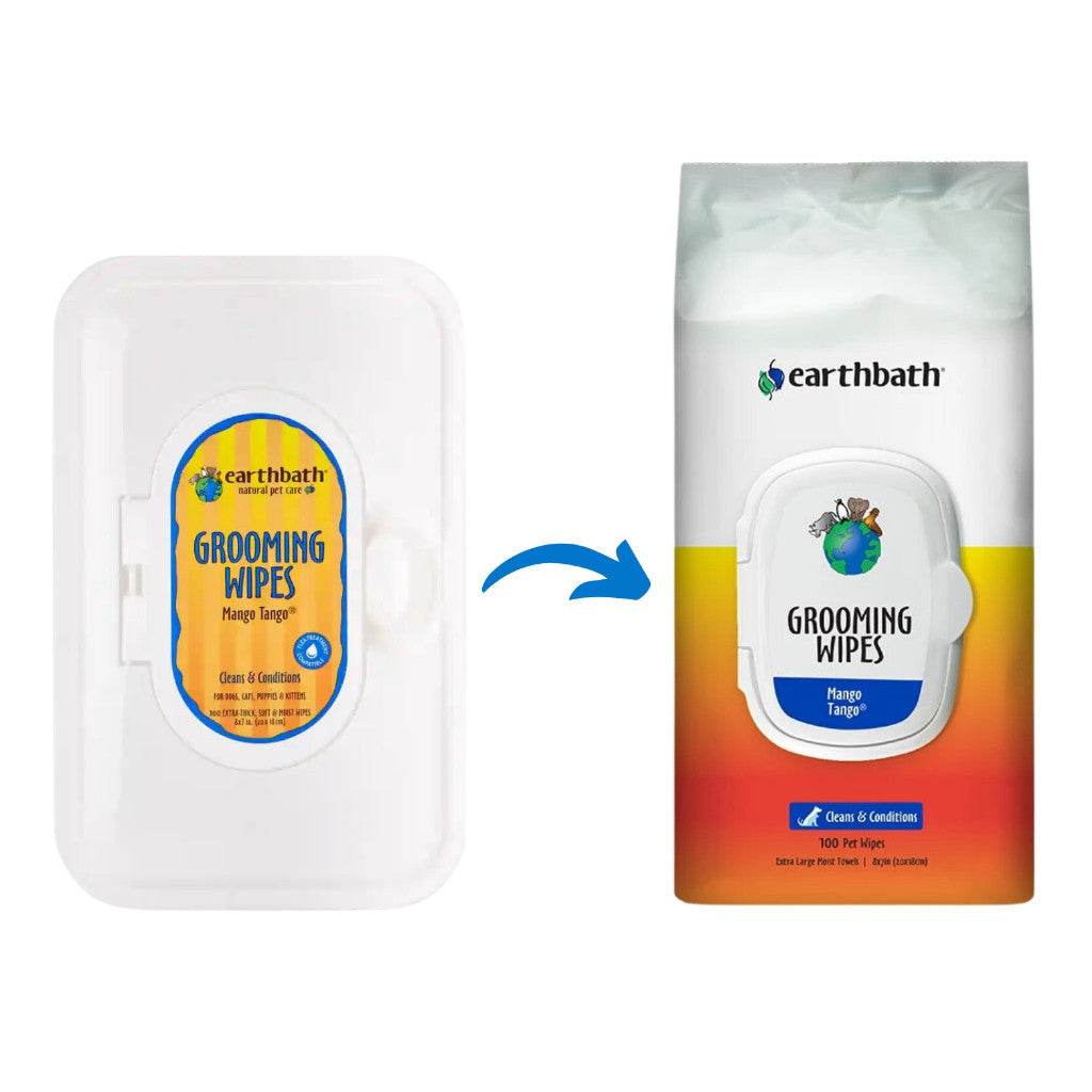 Earthbath Pet Wipes - Grooming, Eye, Ear, Tooth & Gum, Facial Wipes Mango Tango 100s