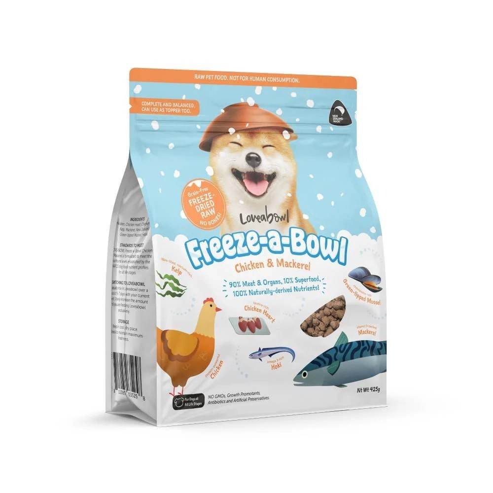 Loveabowl Freeze-a-Bowl Dried Dog Food 425g Chicken & Mackerel 425g