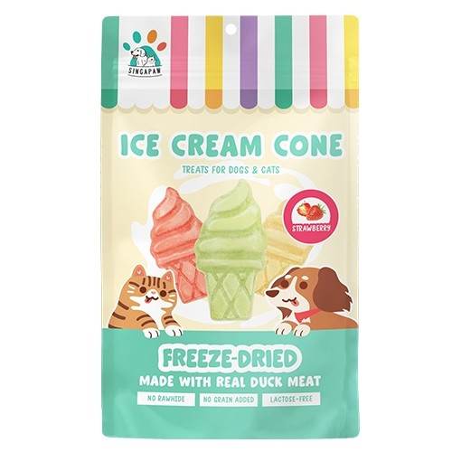 Singapaw Freeze Dried Ice Cream, Waffle & Muffin Cone Strawberry 48g