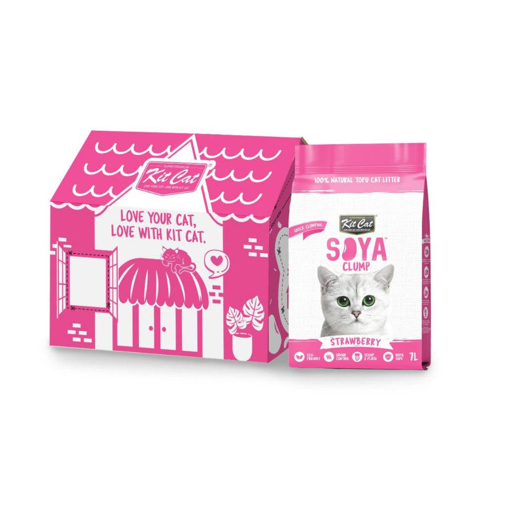 Bundle of 6 Kit Cat Soybean Clumping Litter 7L Strawberry
