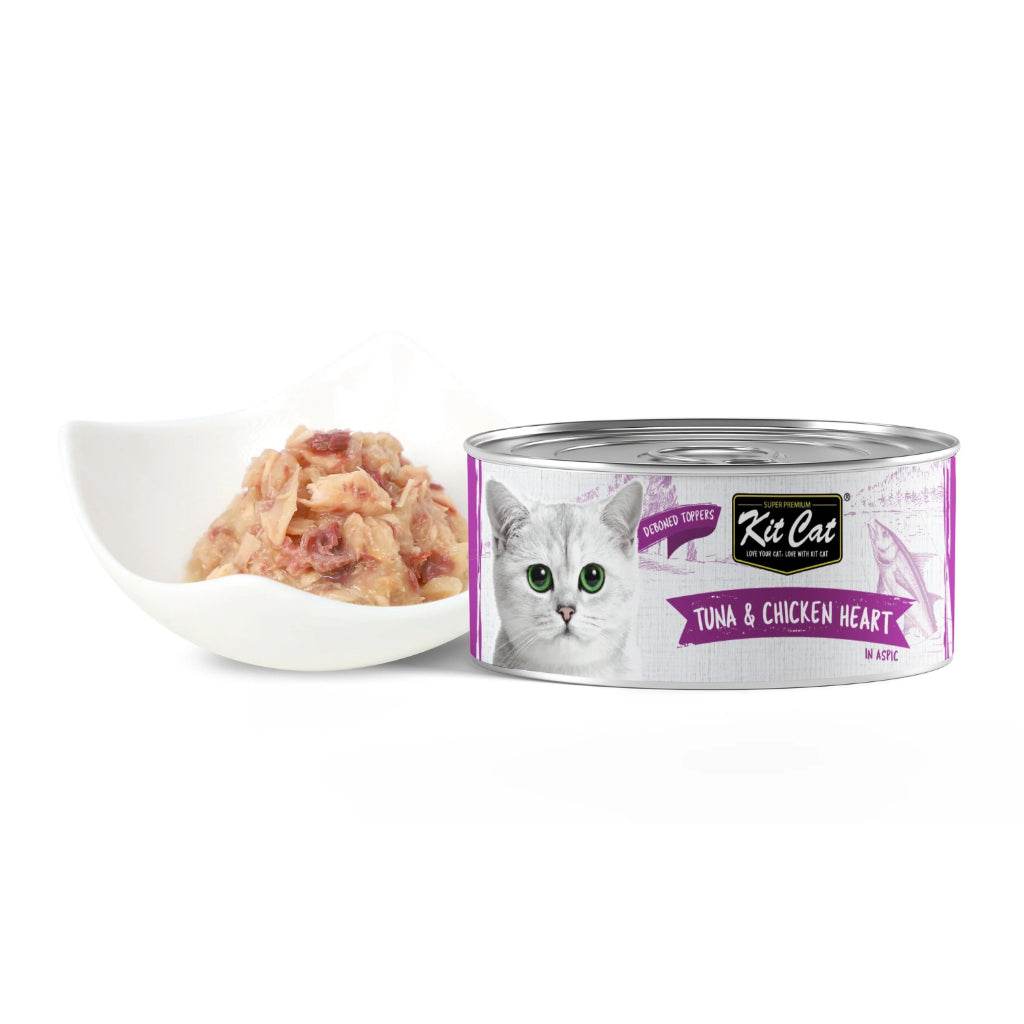 [Bundle of 24] Kit Cat Deboned Food Topper 80g Tuna & Chicken Heart
