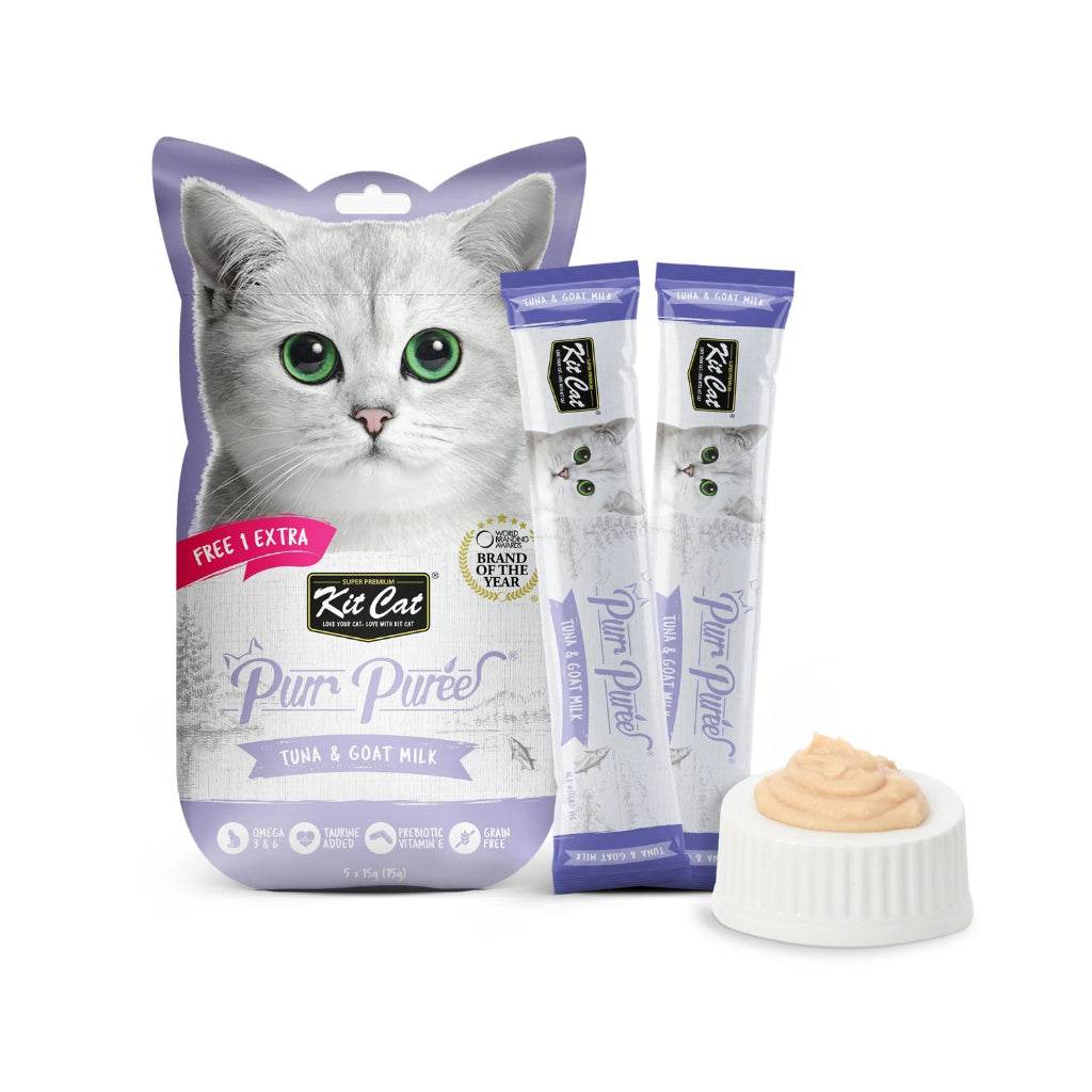 Kit Cat Purr Puree Cat Treats 4s/5s x 15g Tuna & Goat Milk