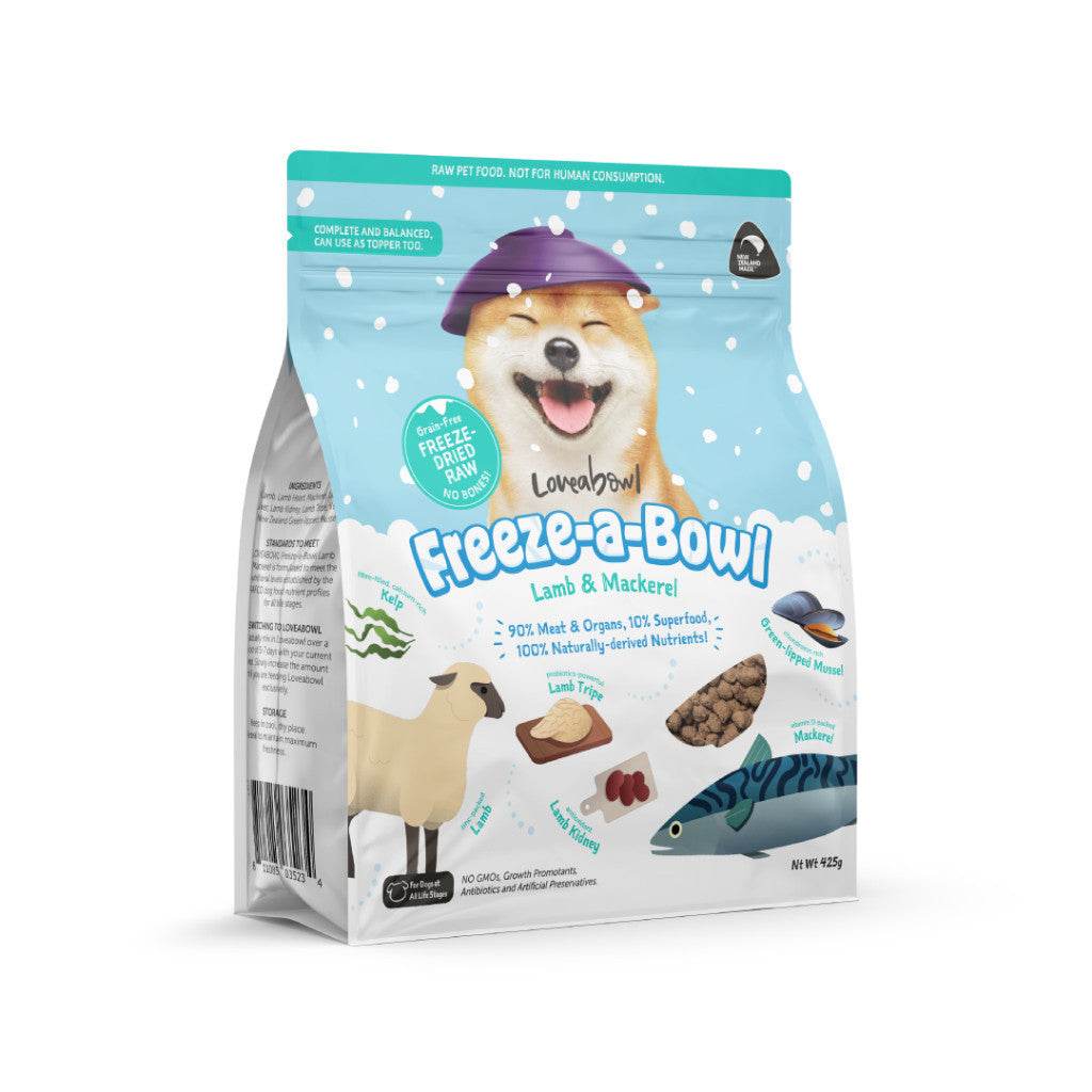 Loveabowl Freeze-a-Bowl Dried Dog Food 425g Lamb & Mackerel 425g