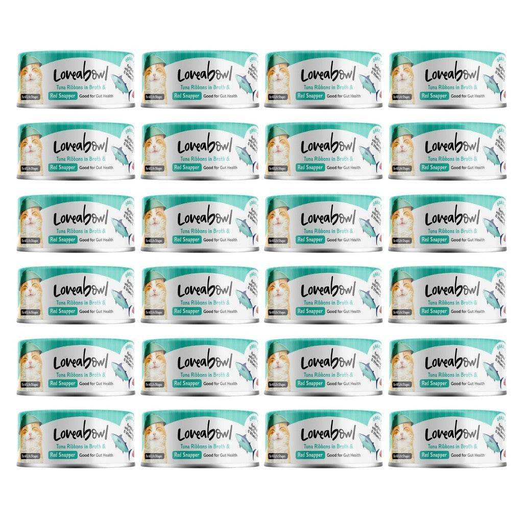 [24-Pack] Loveabowl Chicken & Tuna Wet Cat Food 70g - Grain-Free Tuna Red Snapper