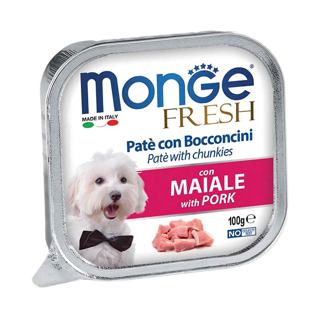 Monge Fresh Pate & Chunkies 100g – Premium Wet Dog Food Pork