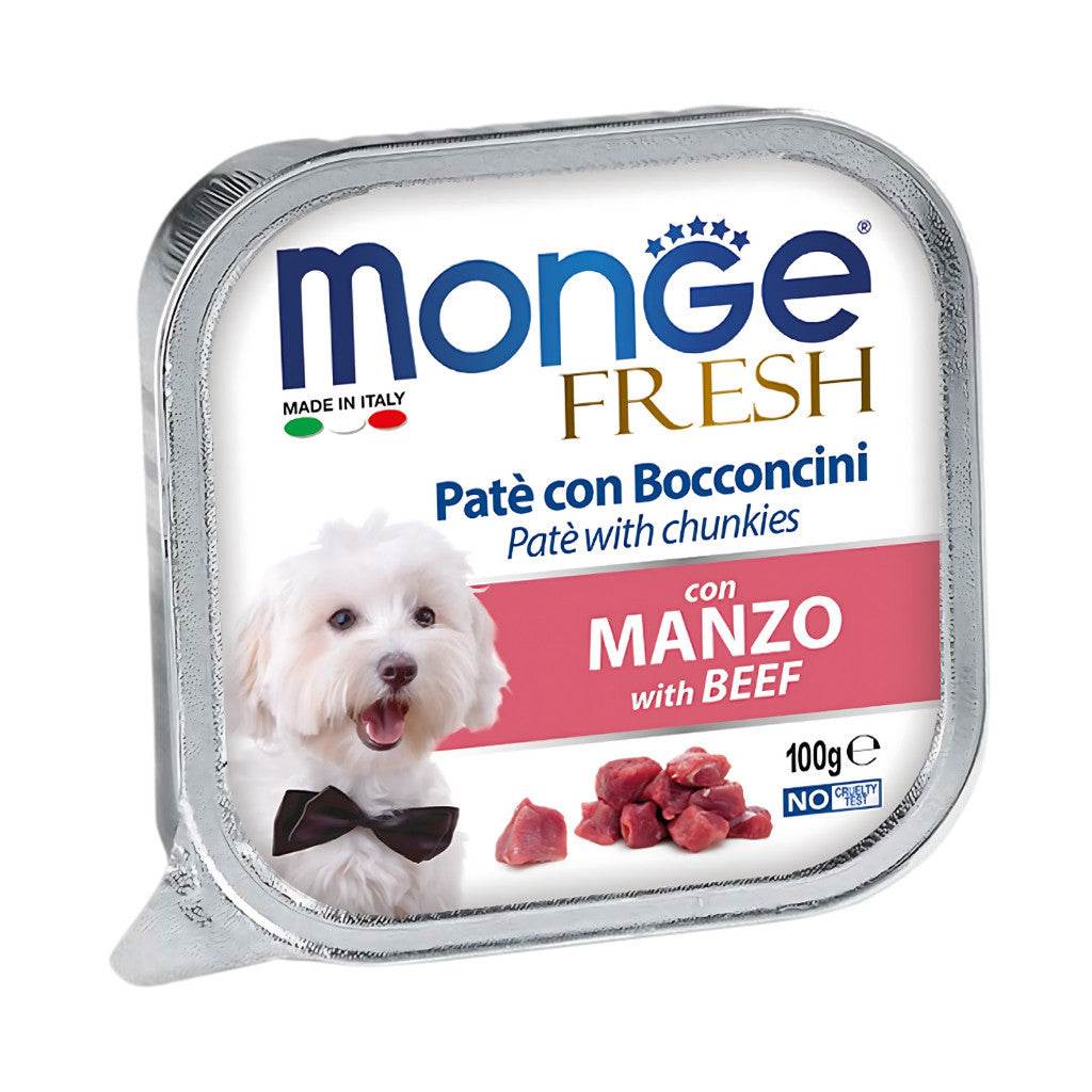 Monge Fresh Pate & Chunkies 100g – Premium Wet Dog Food Beef