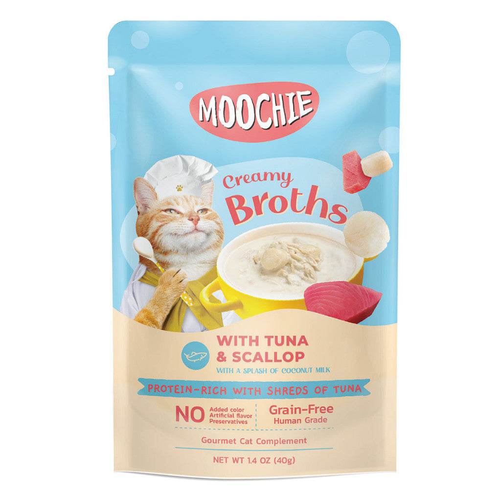 Moochie Cat Creamy Broths Pouch 40g Tuna & Scallop