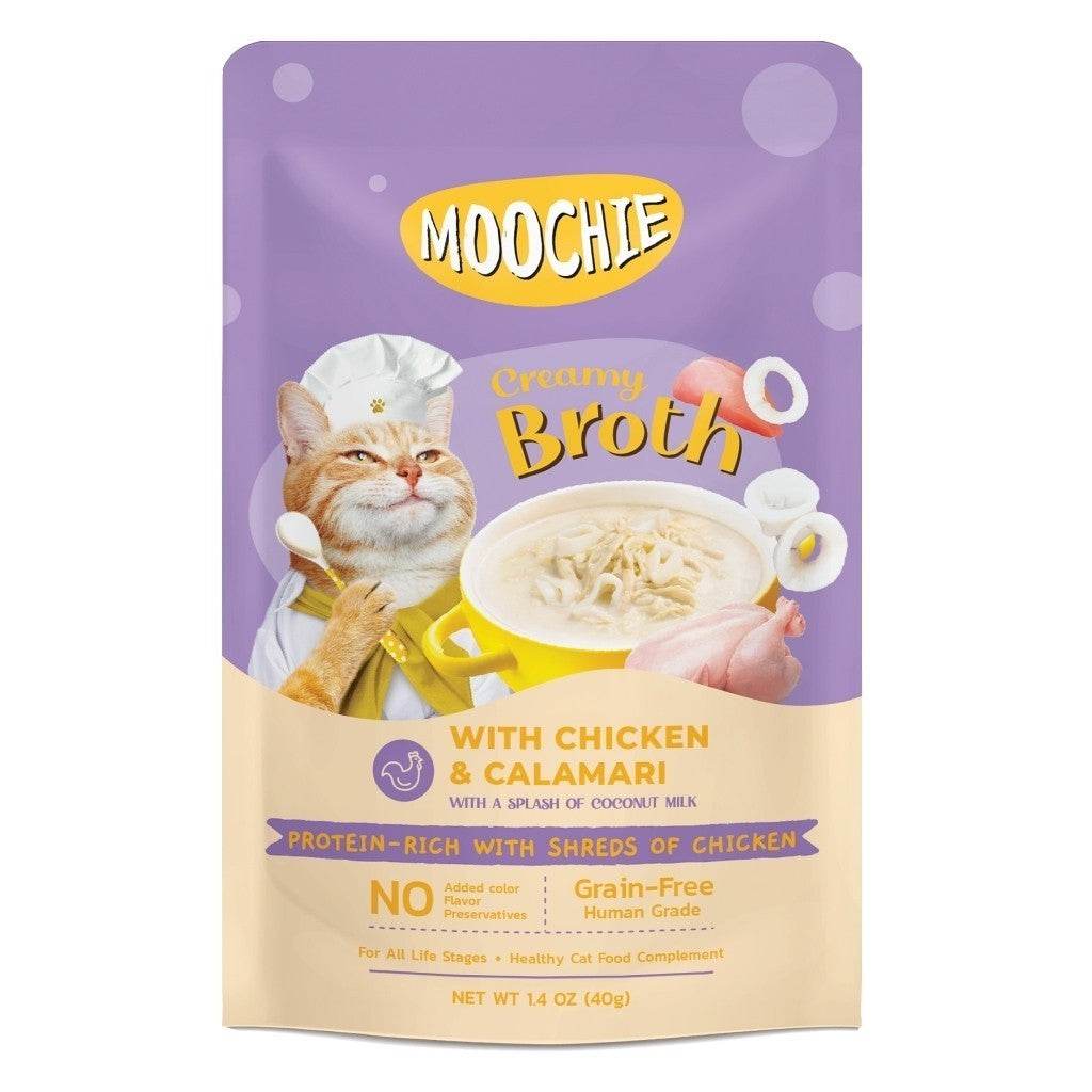 Moochie Cat Creamy Broths Pouch 40g Chicken & Calamari