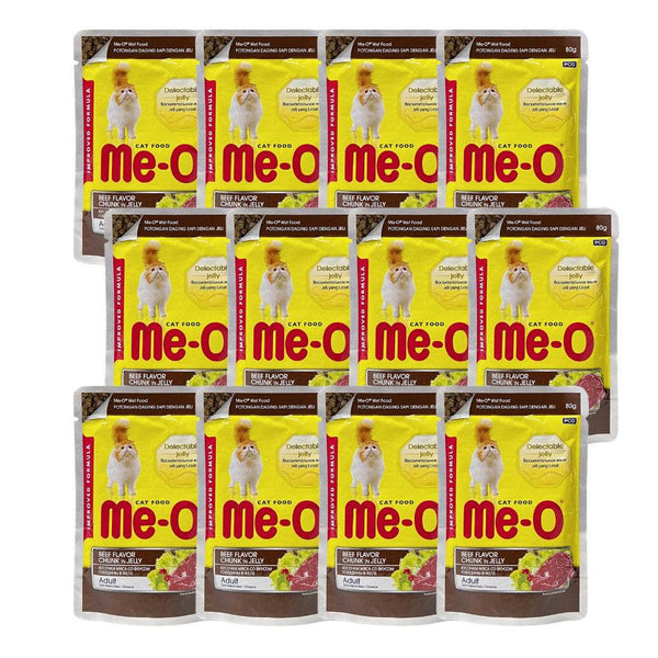 [Bundle of 12] Me-O Wet Cat Food 80g Pouch – Jelly, Gravy & Pate