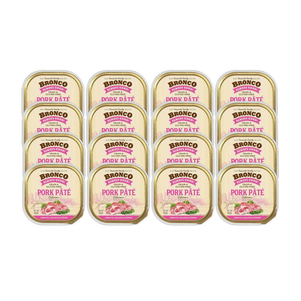 Bundle of 16 Bronco Tray Dog Food Pork