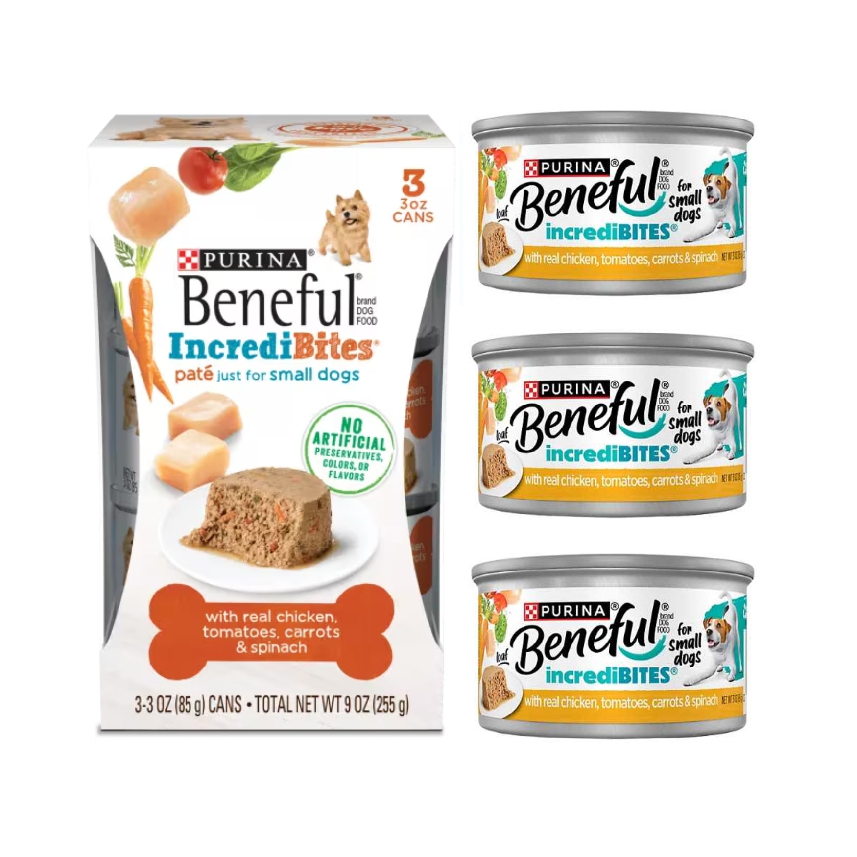 [Bundle of 3] Purina Beneful IncrediBites Wet Dog Food 85g – Soft Meaty Chunks for Small Dogs Real Chicken Recipe