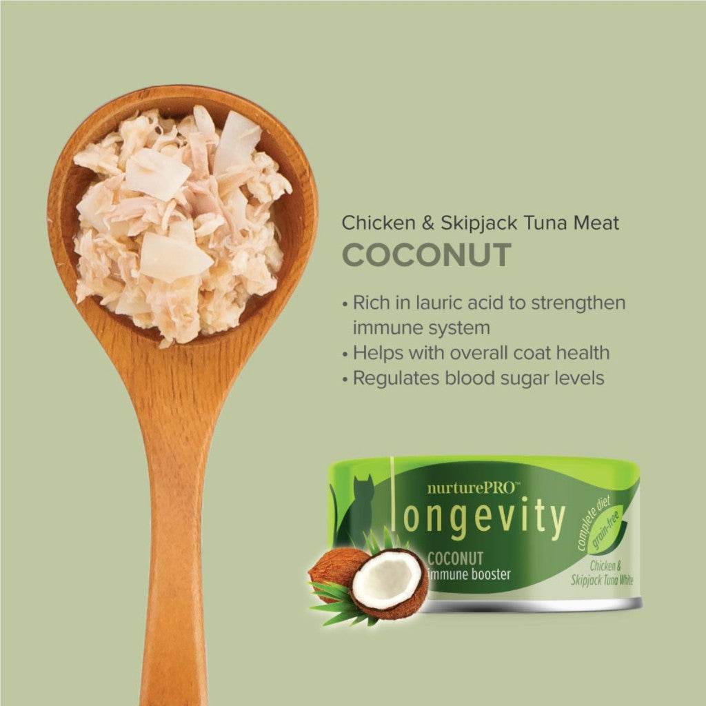 NurturePRO Longevity Chicken & Skipjack Tuna Wet Cat Food 80g Coconut