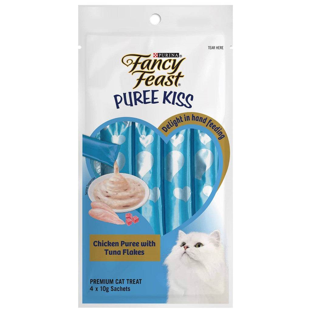 Purina Fancy Feast Puree Kiss Cat Treats 10g x 4pcs/Pack Chicken Puree & Tuna