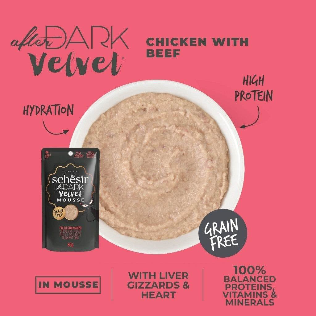 Schesir After Dark Wet Cat Food 80g Mousse Chicken Beef