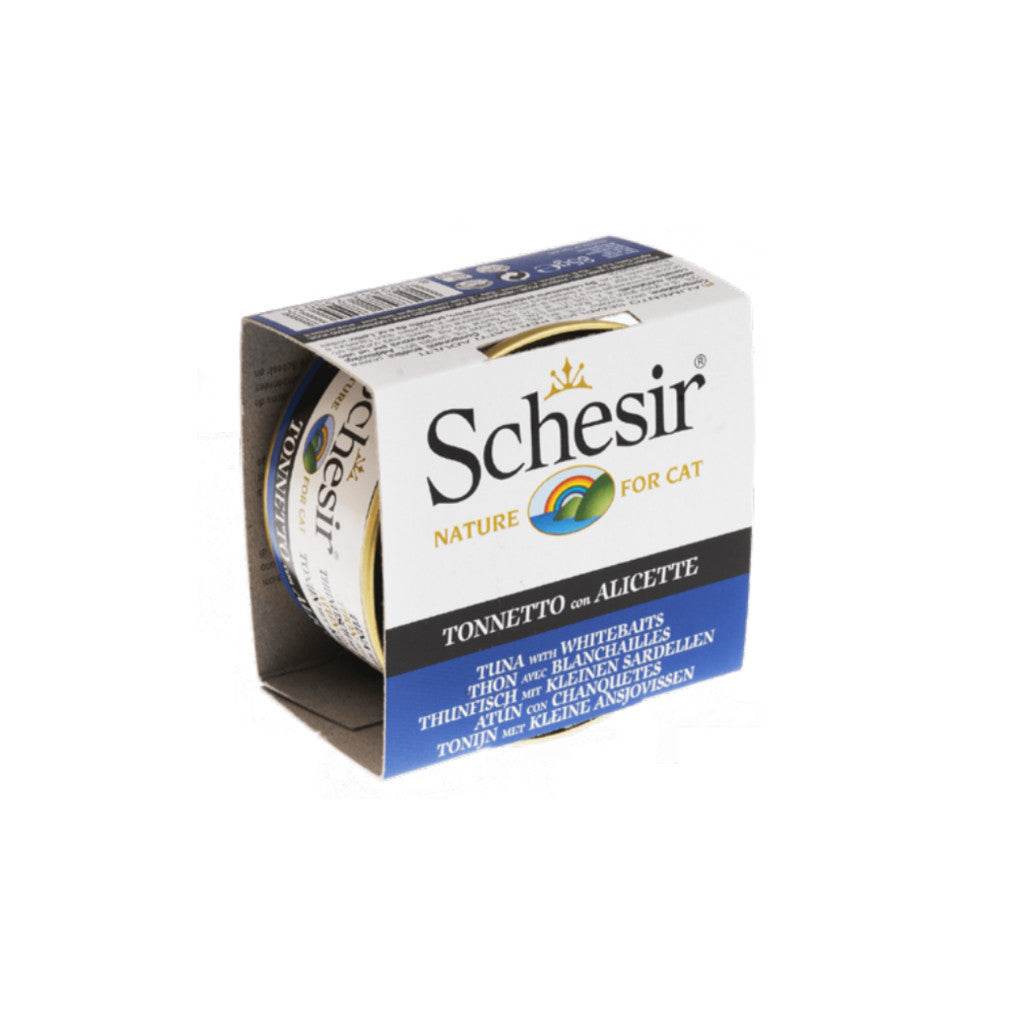 Schesir Canned Cat Food In Gravy & Jelly 70g–85g Jelly Tuna with Whitebait