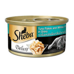 [Bundle of 24] Sheba Deluxe Cat Wet Food Can - Premium Meal and Natural Ingredients Tuna White Meat & White Fish in Gravy