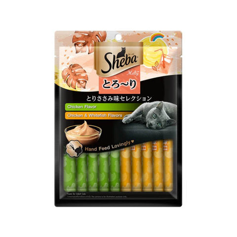 Sheba Melty Cat Treats 12g x 20 Sticks – Healthy Puree Snack Chicken & Whitefish Cat Treats
