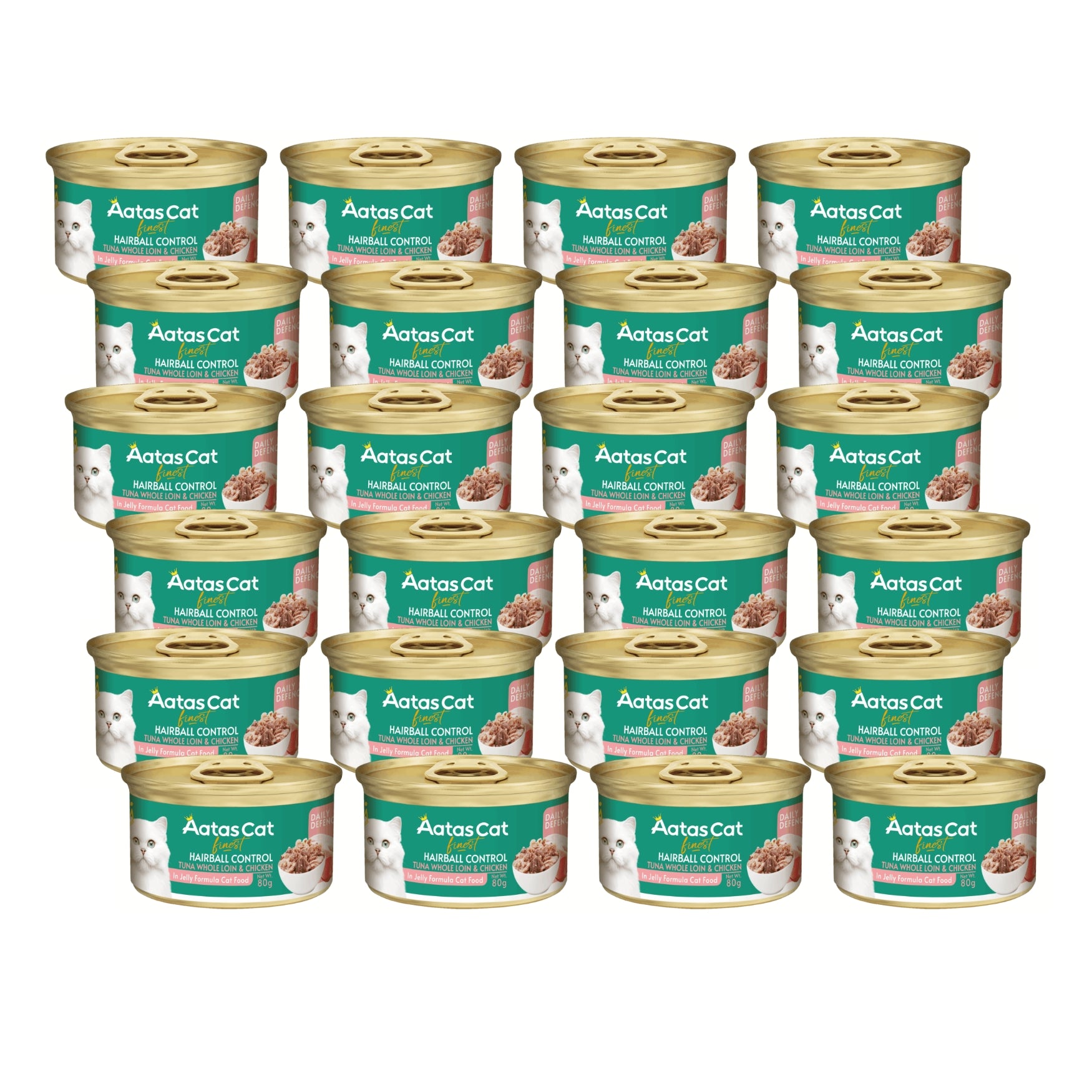 Bundle of 24 Aatas Cat Finest Wet Cat Food Hairball Control