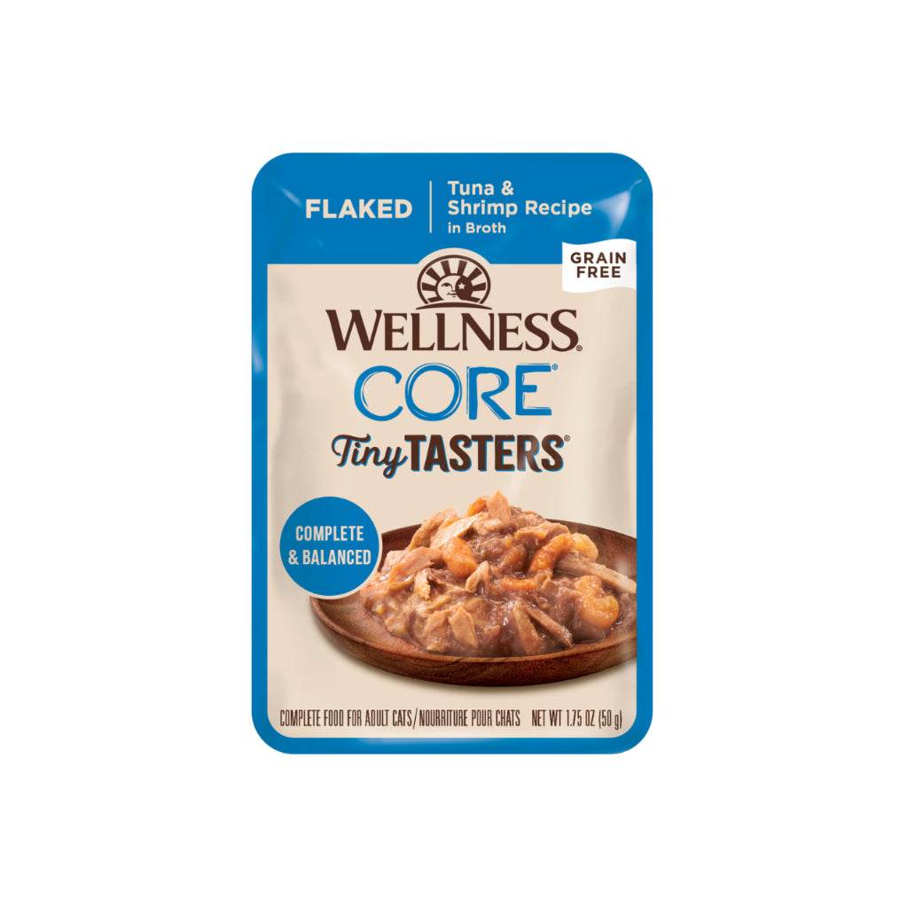 Wellness CORE Tiny Tasters– Gourmet Wet Meals 1.75oz Tuna & Shrimp