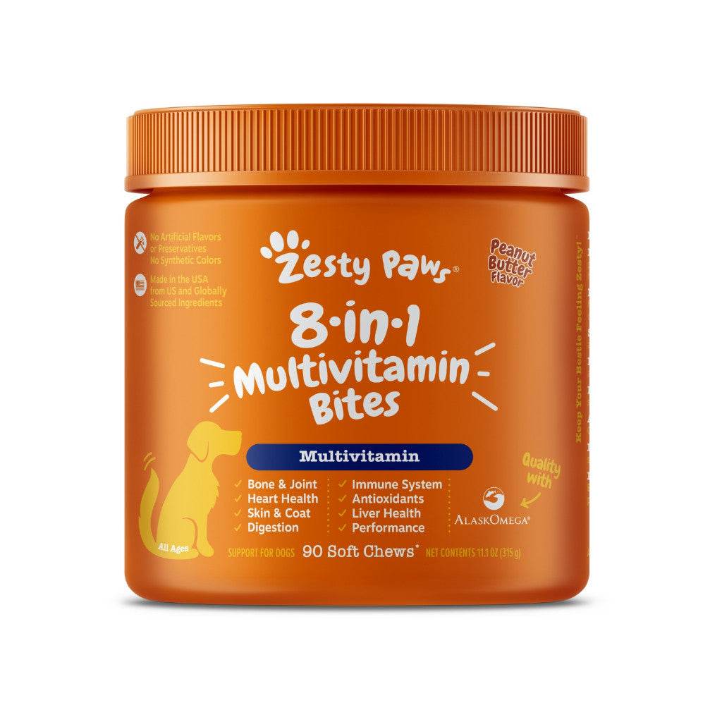 Zesty Paws Multivitamin Bites for Dogs 8in1 Peanut Butter 90s