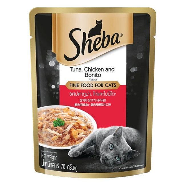 Sheba Cat Wet Food Pouch 70g Tuna Chicken Bonito