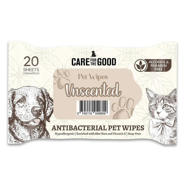 Care for the Good Pet Wipes 20/100 Sheets - Alcohol-Free, Paraben-Free, Antibacterial