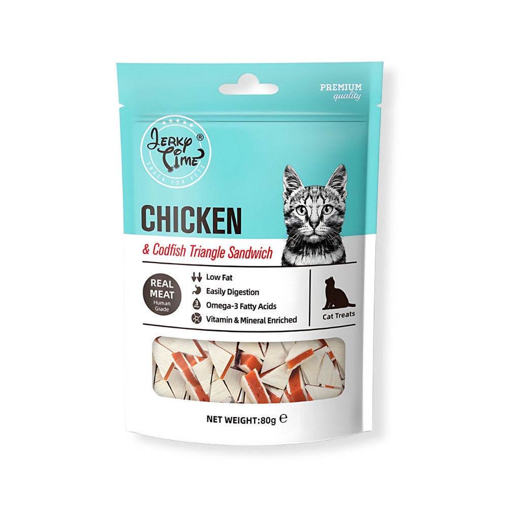 Jerky Time Cat Treats 80g Chicken & Codfish Triangle Sandwich