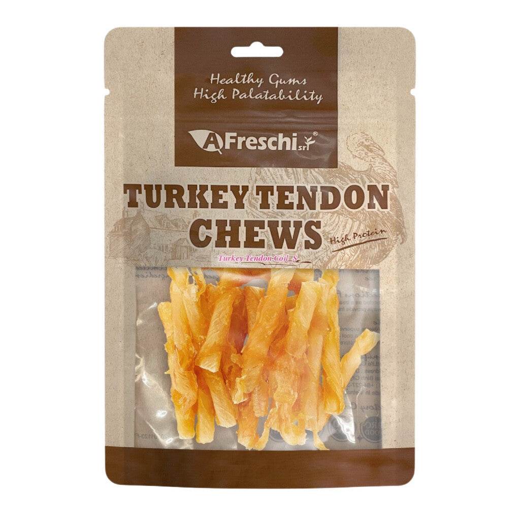 Afreschi Natural Turkey Tendon Dog Chews – Long-Lasting Dental Treats for Dogs Tendon Coil (S)