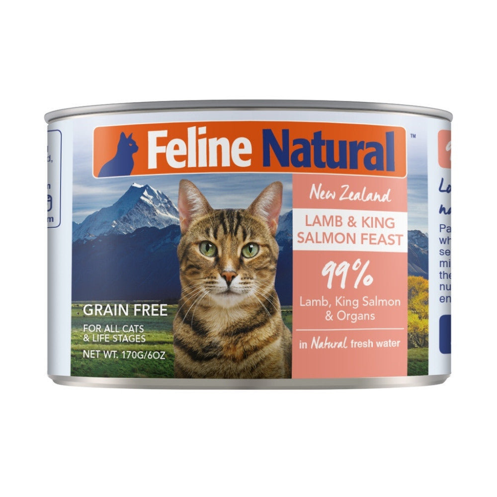 [Bundle of 12] Feline Natural Cat Canned Food 170g - Grain-Free, Rich In Protein Lamb & Salmon