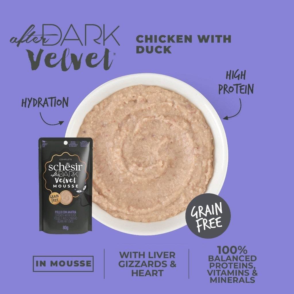 Schesir After Dark Wet Cat Food 80g Mousse Chicken Duck