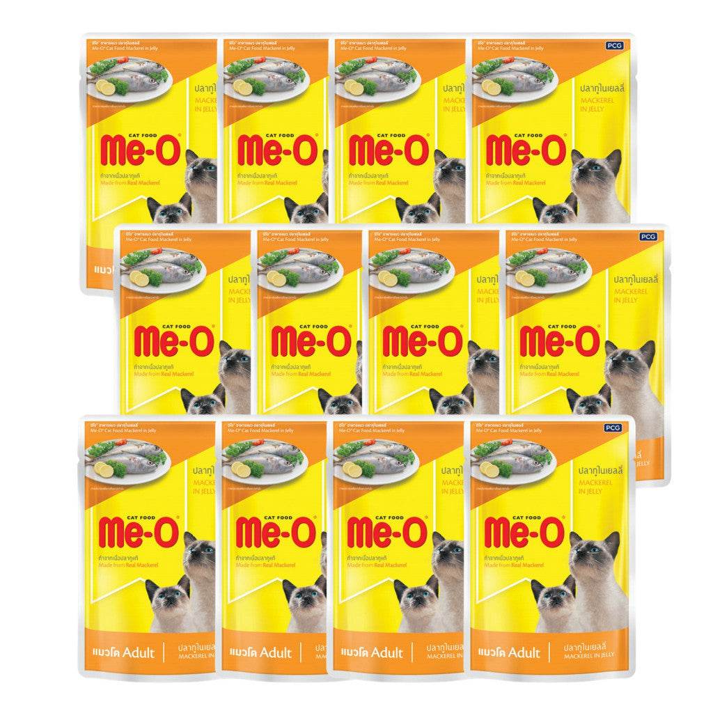 [Bundle of 12] Me-O Wet Cat Food 80g Pouch – Jelly, Gravy & Pate MackerelJelly Senior
