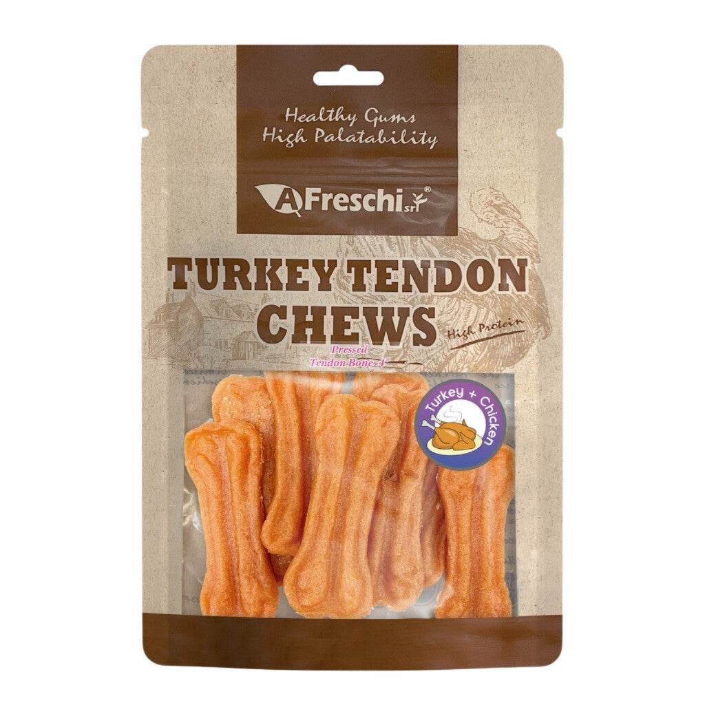 Afreschi Natural Turkey Tendon Dog Chews – Long-Lasting Dental Treats for Dogs Pressed Tendon Bone