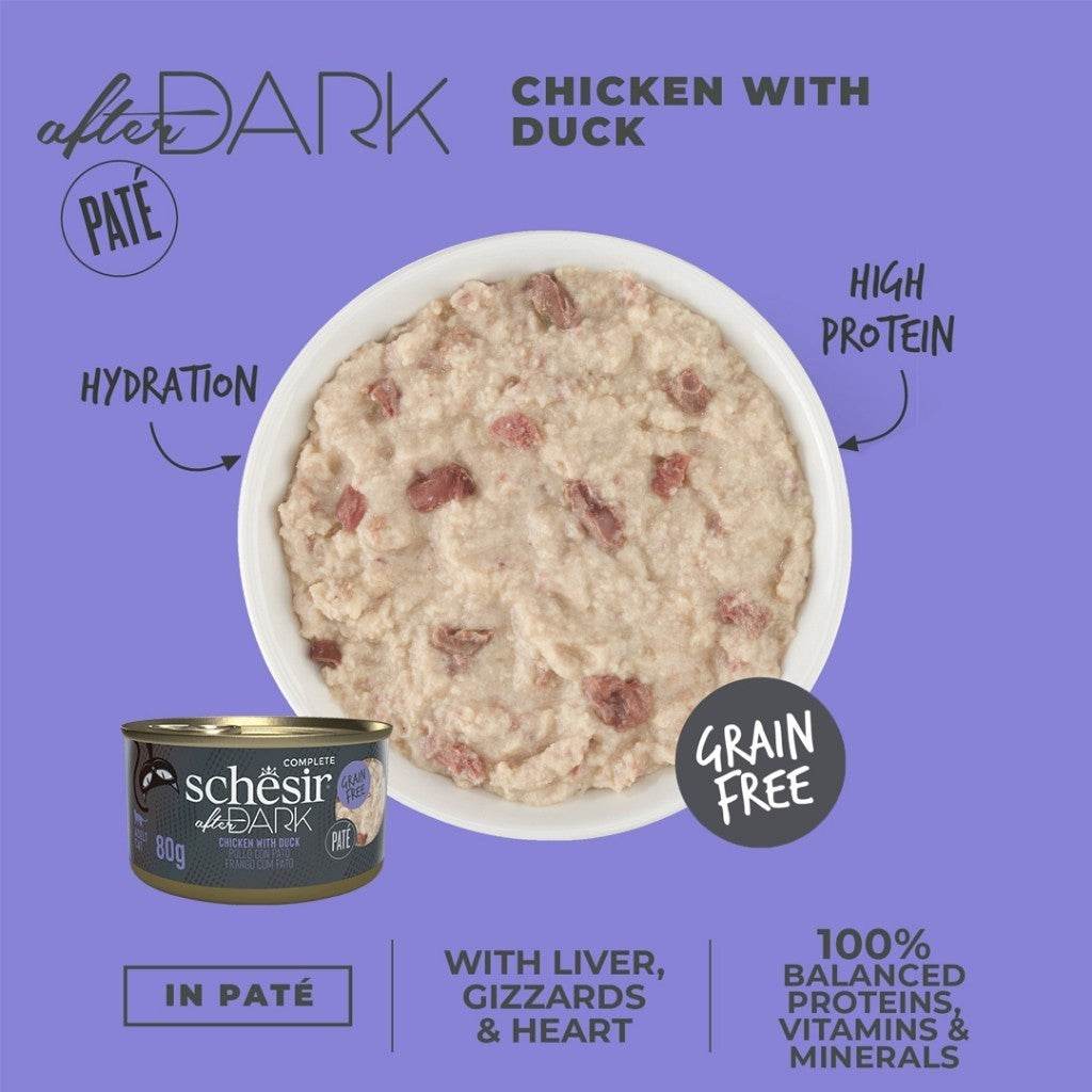 Schesir After Dark Wet Cat Food 80g Pate Chicken Duck
