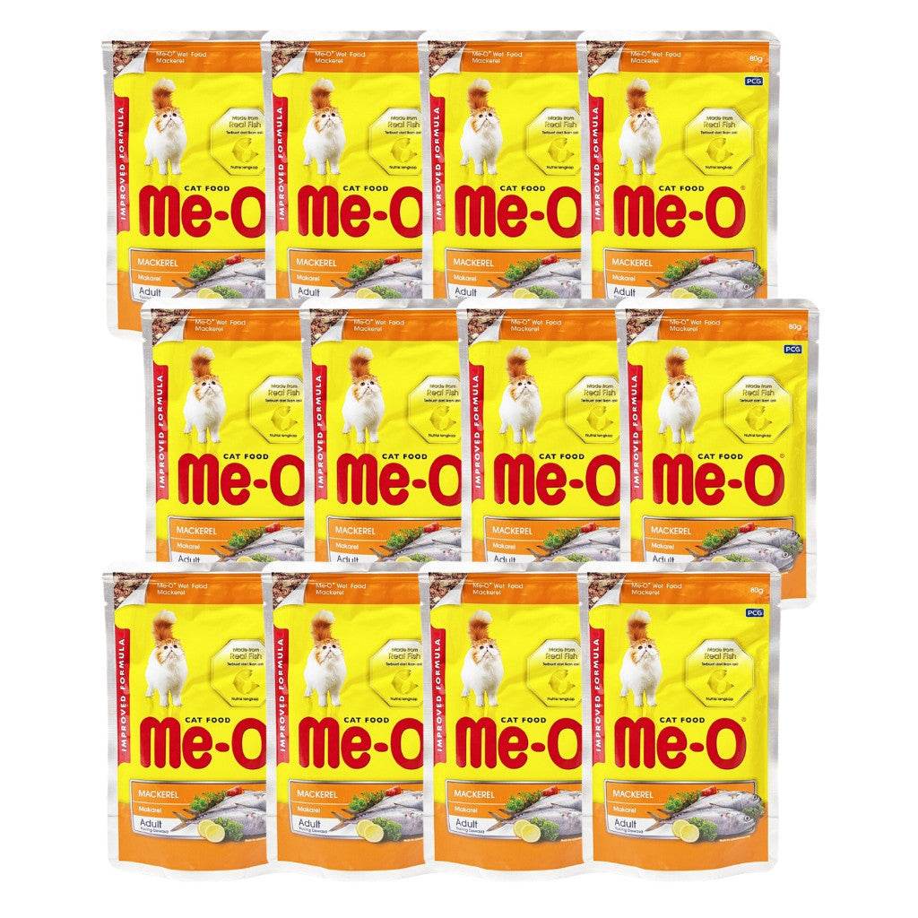 [Bundle of 12] Me-O Wet Cat Food 80g Pouch – Jelly, Gravy & Pate Mackerel