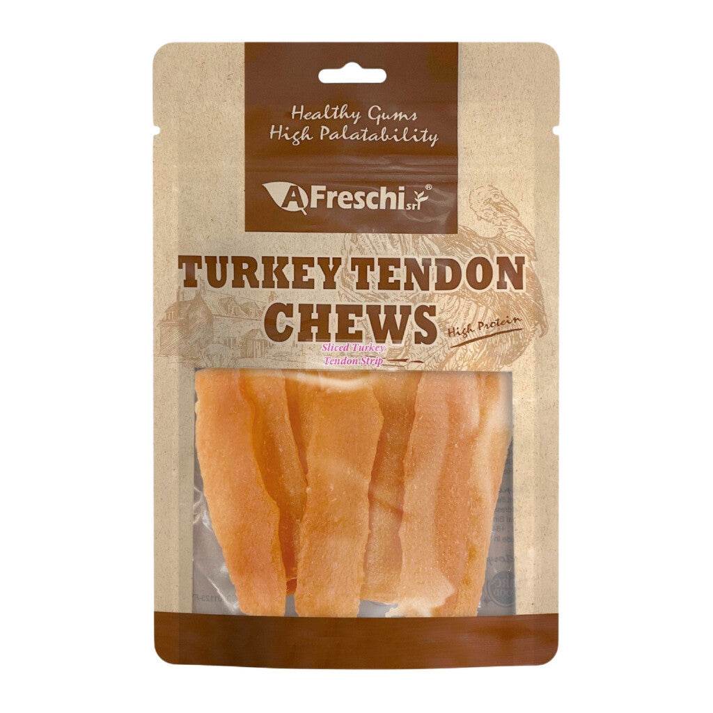 Afreschi Natural Turkey Tendon Dog Chews – Long-Lasting Dental Treats for Dogs Sliced Turkey Stripe