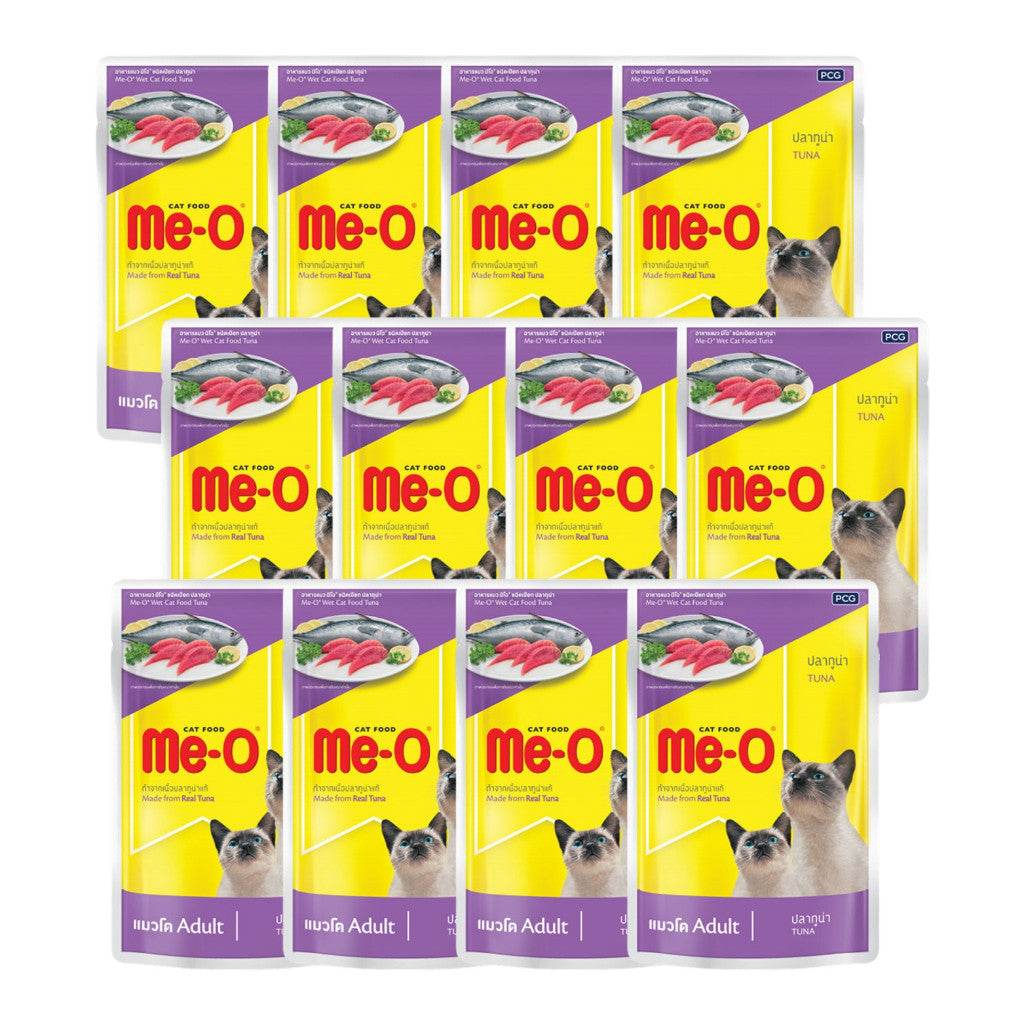 [Bundle of 12] Me-O Wet Cat Food 80g Pouch – Jelly, Gravy & Pate Tuna Jelly Senior