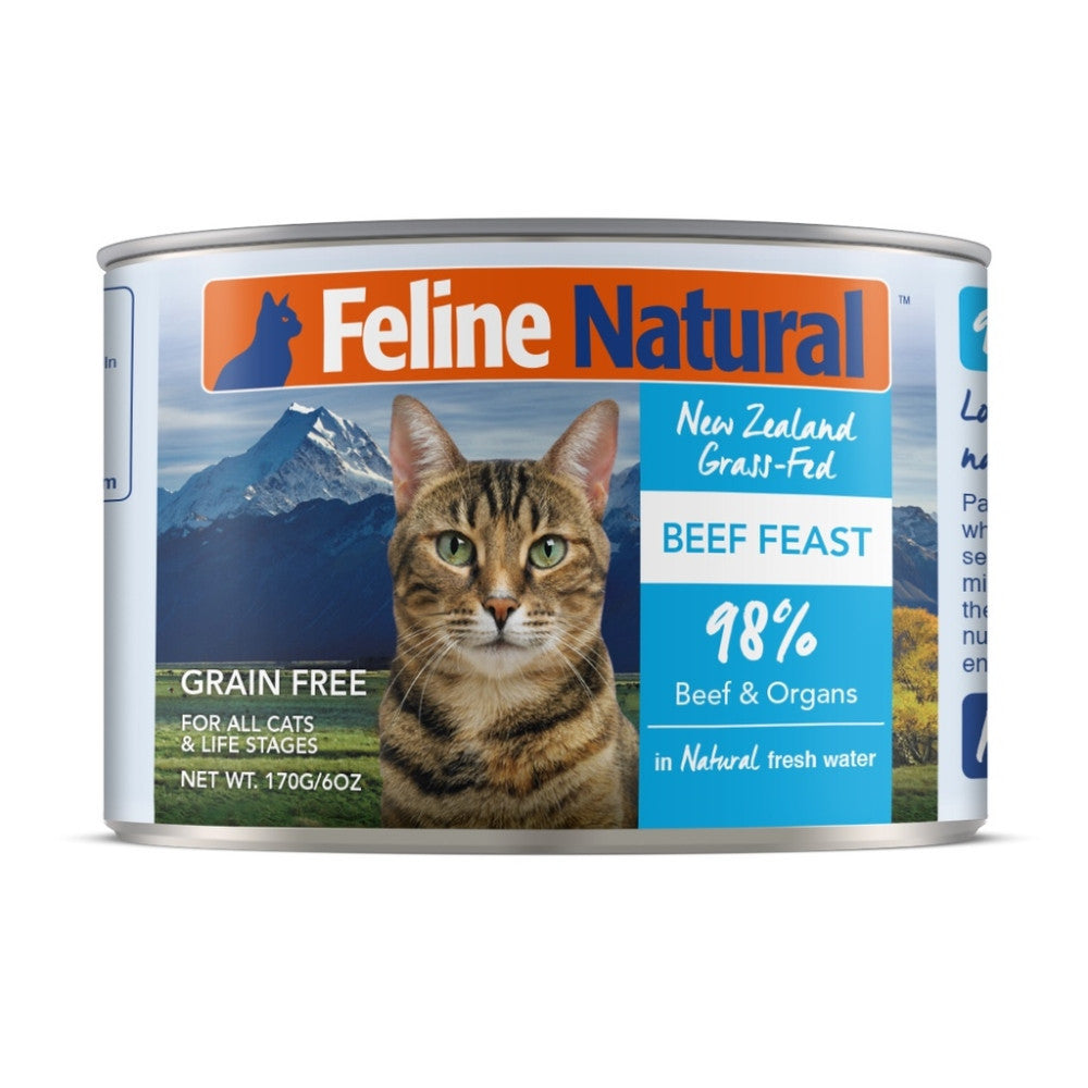 [Bundle of 12] Feline Natural Cat Canned Food 170g - Grain-Free, Rich In Protein Beef