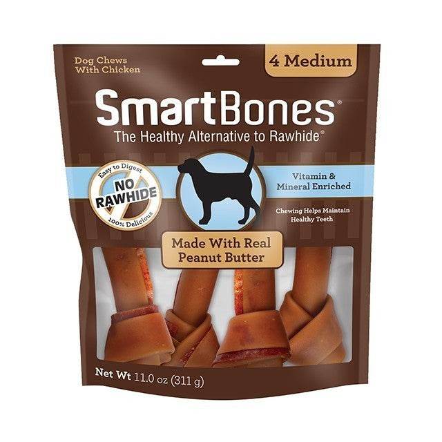 Smartbones Classic Bone Chews Peanut Butter - Medium 4pcs
